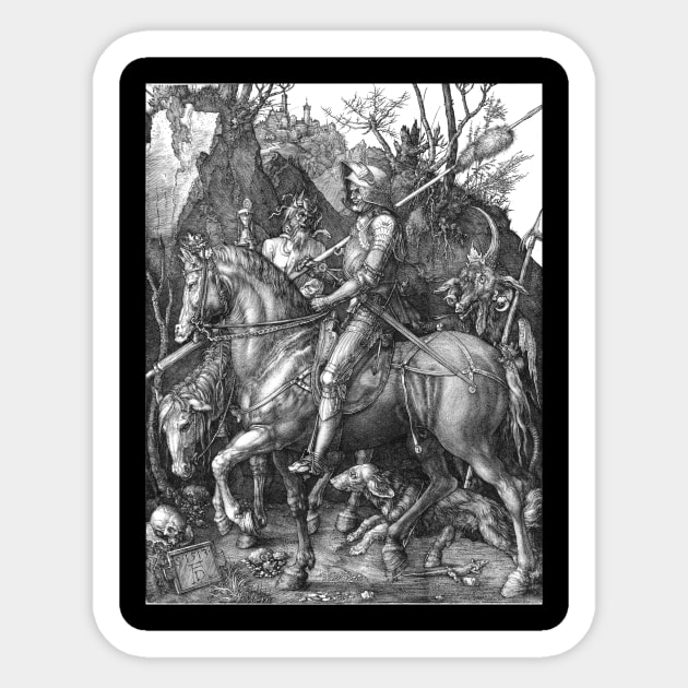 Knight and the Devil by Albrecht Durer Sticker by blackroserelicsshop@gmail.com